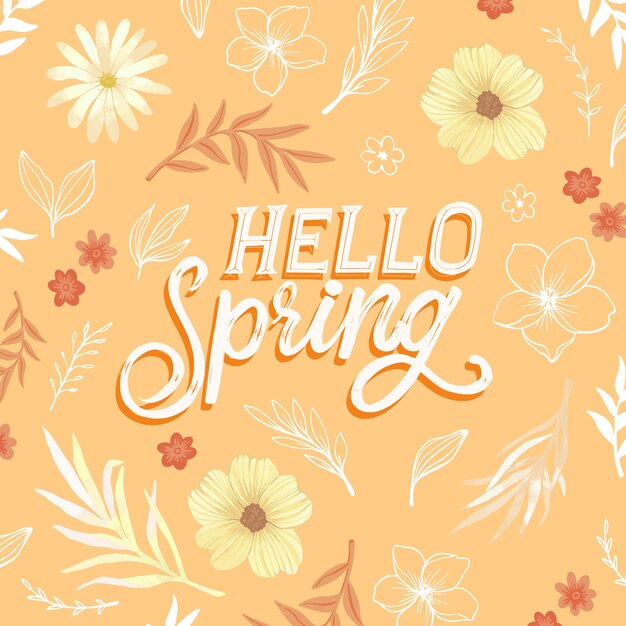 Colorful spring lettering with decoration