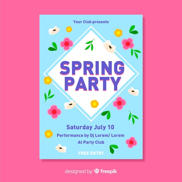 Free vector colorful spring party poster