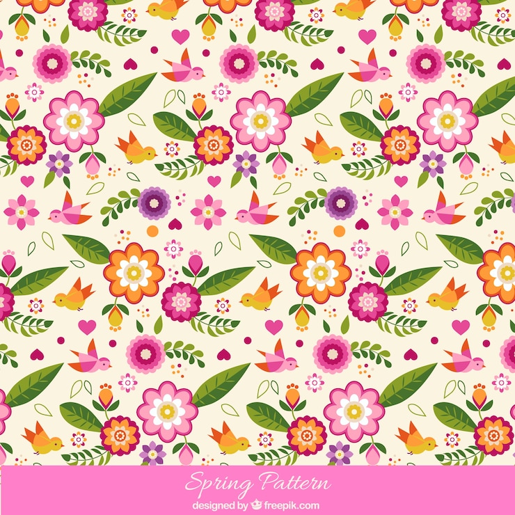 मुफ़्त वेक्टर colorful spring pattern with birds