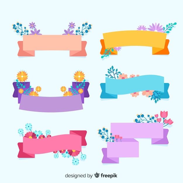 Free vector colorful spring ribbon collection