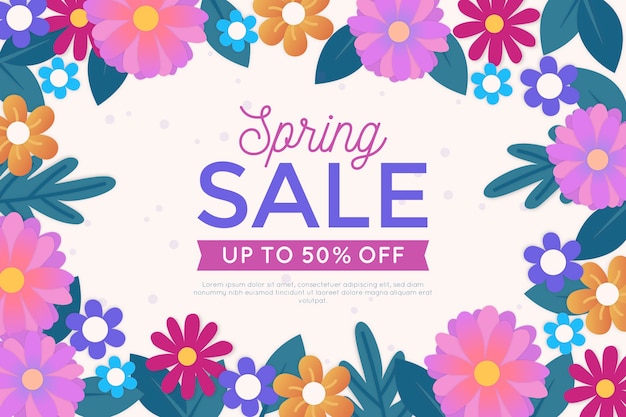 Colorful spring sale banner in paper style