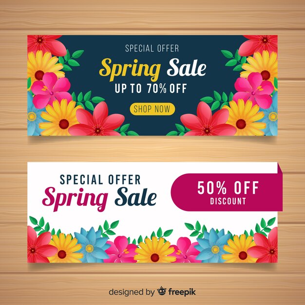 Colorful spring sale banner