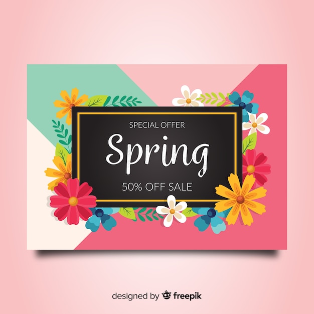 Vettore gratuito banner di vendita primavera colorata