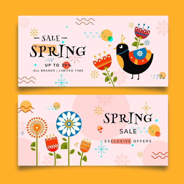 Free Vector colorful spring sale banners