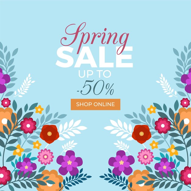 Colorful spring sale in flat design