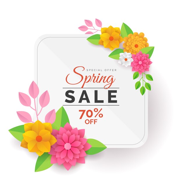 Colorful spring sale in paper style concept