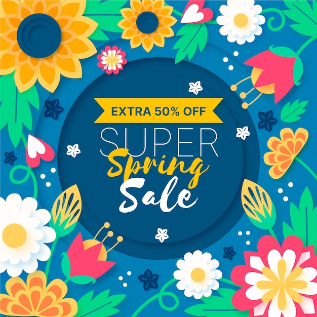 Free vector colorful spring sale in paper style concept