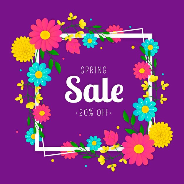 Colorful spring sale in paper style design