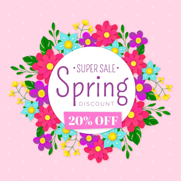 Colorful spring sale in paper style theme