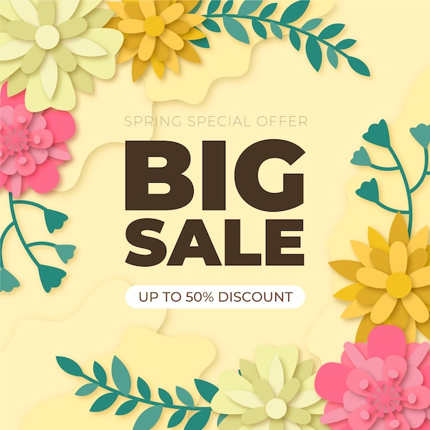 Free vector colorful spring sale in paper style