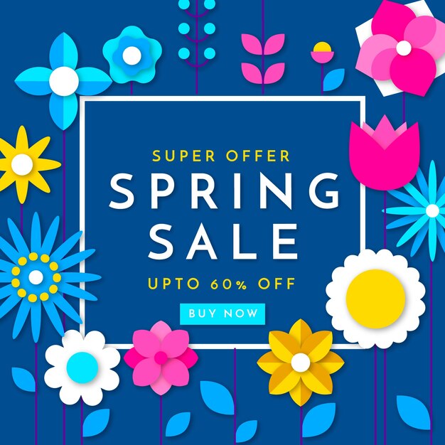 Colorful spring sale in paper style