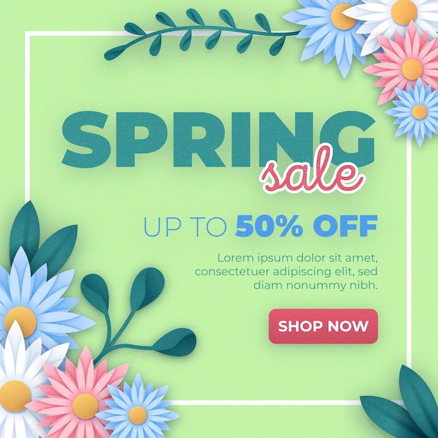 Free vector colorful spring sale in paper style