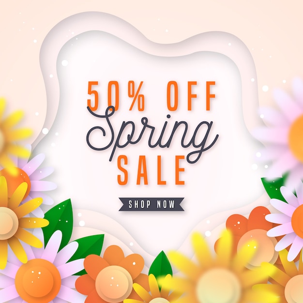 Colorful spring sale in paper style