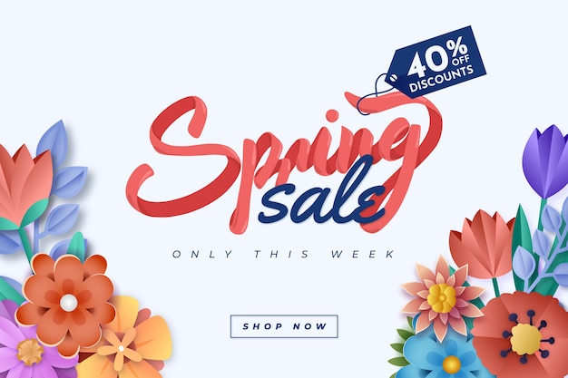 Colorful spring sale in paper style