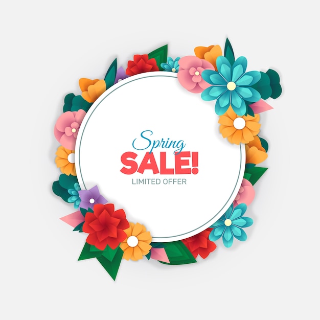 Colorful spring sale in paper style
