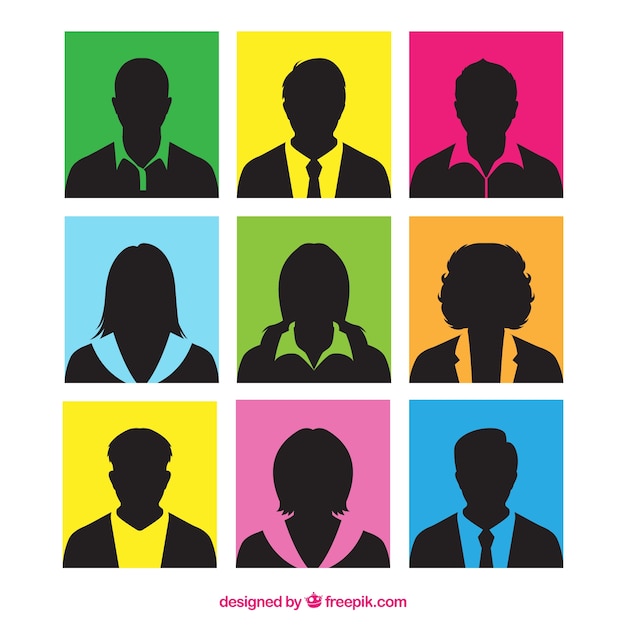 Colorful squares with silhouettes of people