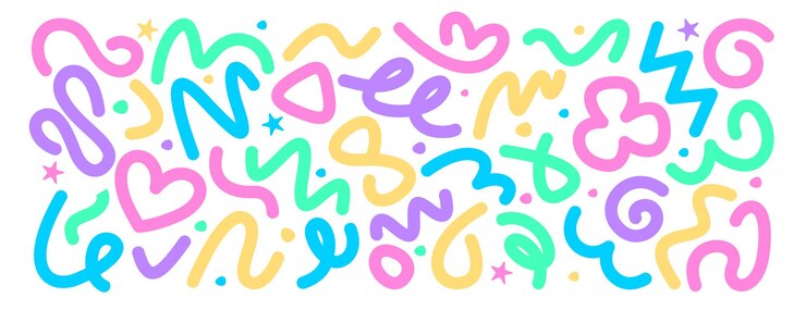 Free Vector colorful squiggly lines abstract bold scribbles and hand drawn various freeform shapes
