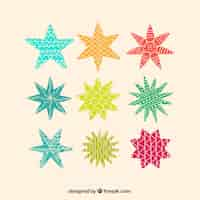 Free vector colorful star set of nine