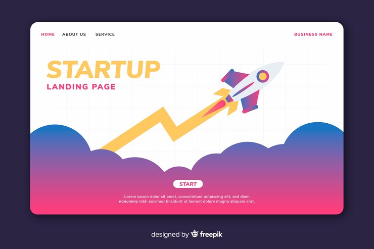 Free Vector colorful startup landing page