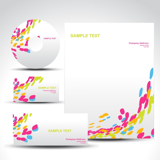 Free vector colorful stationery set