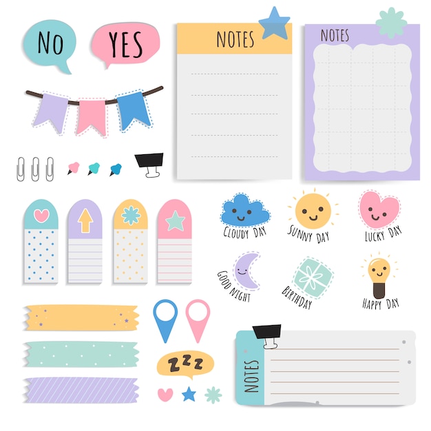 Free vector colorful stationery set