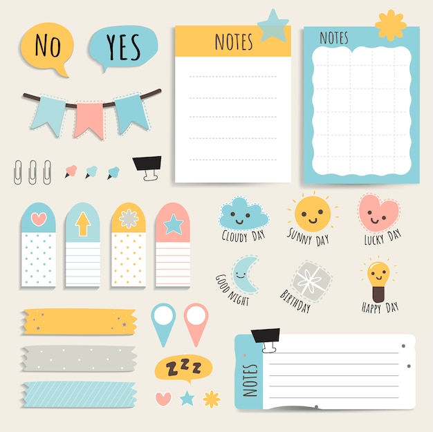 Free vector colorful stationery set