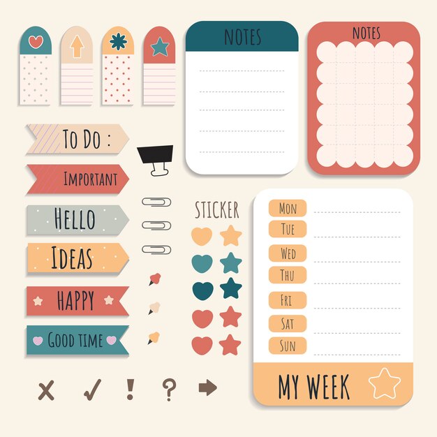 Colorful stationery set