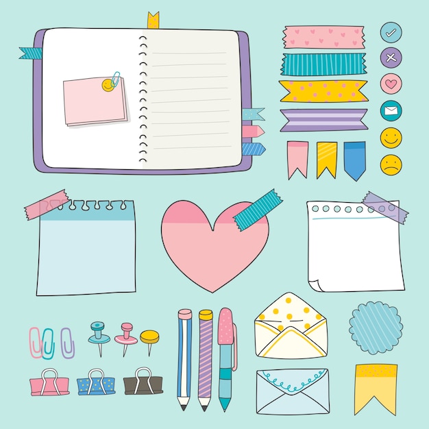 colorful stationery supplies collection
