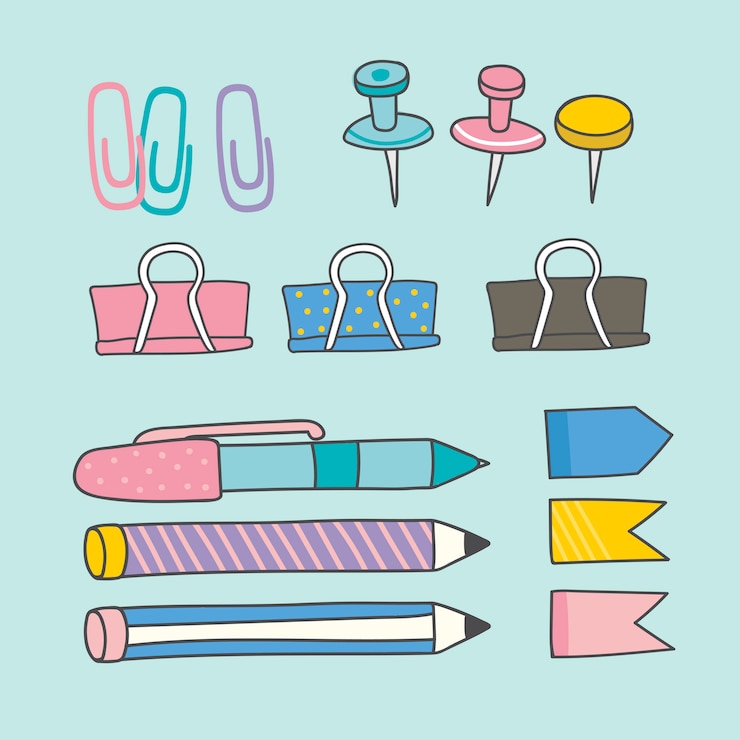 Free Vector colorful stationery supplies collection