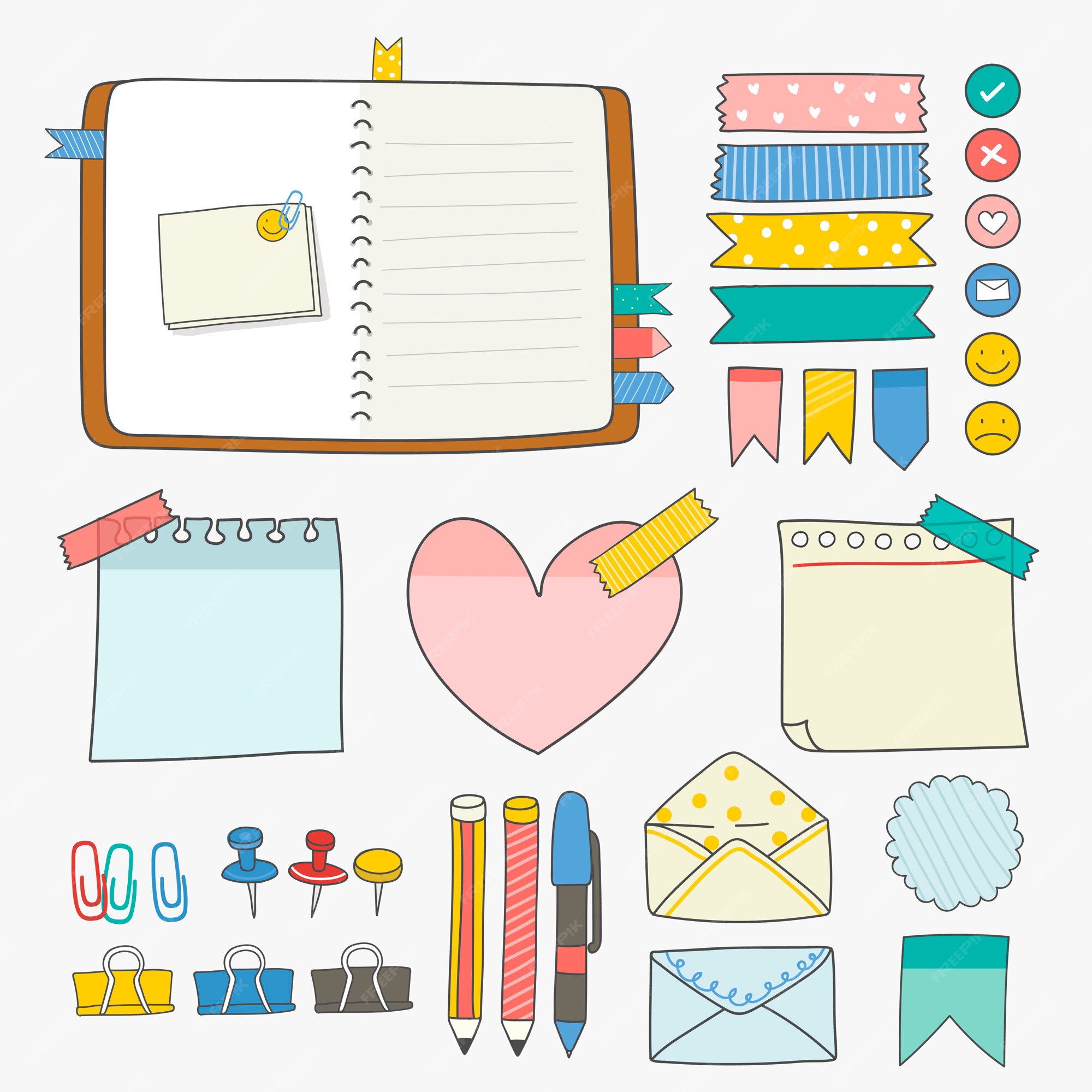 Free Vector  Colorful stationery supplies collection