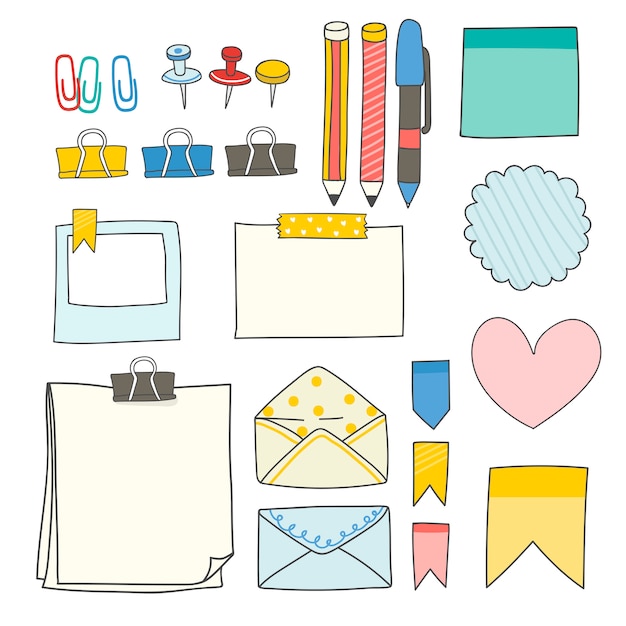 Colorful stationery supplies collection