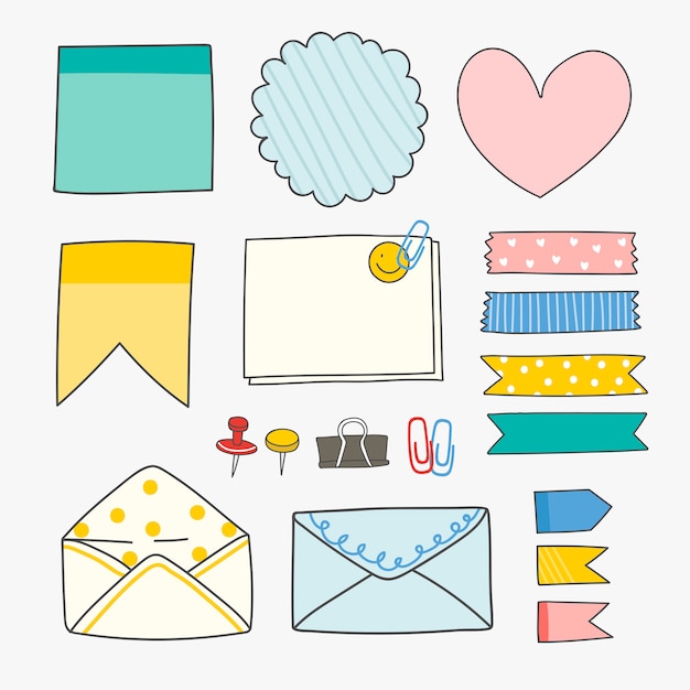 Free vector colorful stationery supplies collection