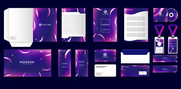 Colorful stationery template design with art round elements