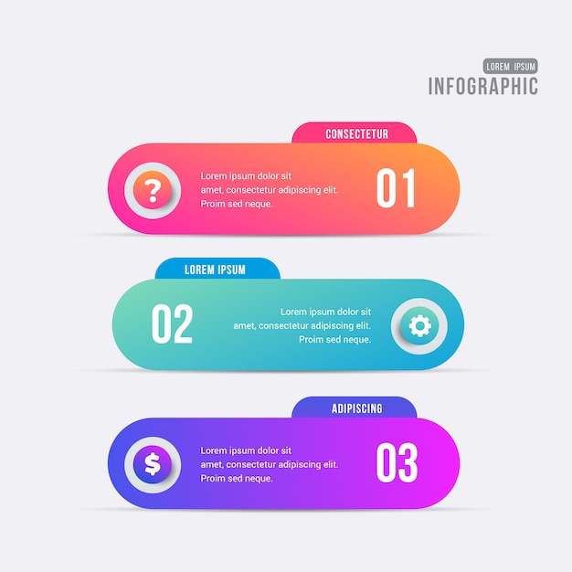 Free vector colorful steps infographic banner