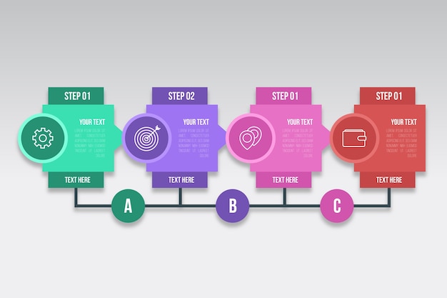 Free vector colorful steps infographic template