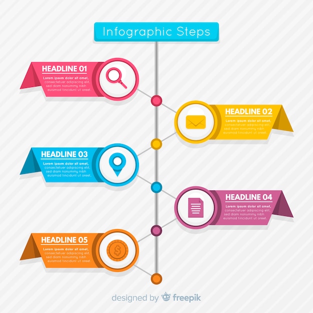 Шаблон инфографики красочные шаги