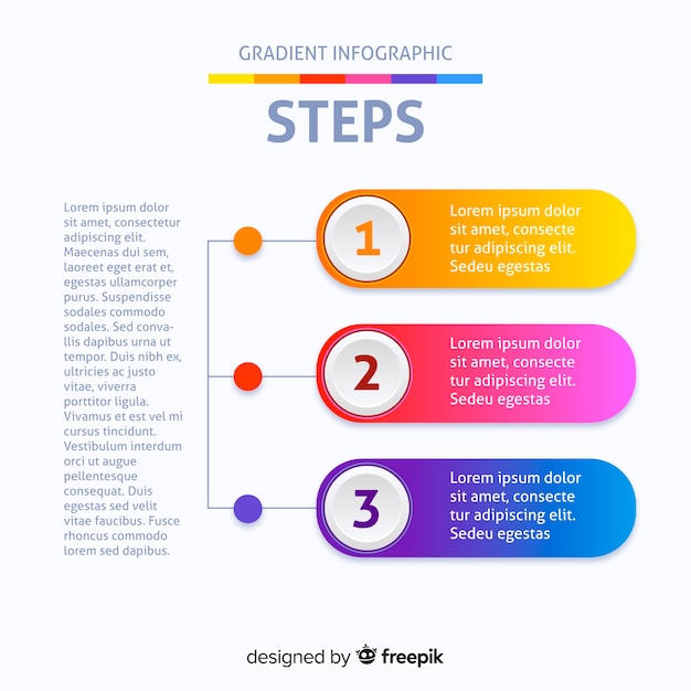 Modello infografica passi colorati