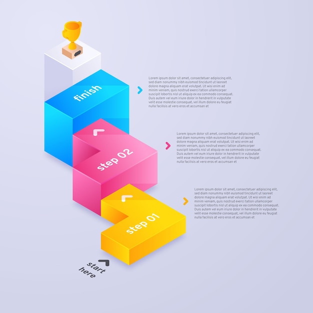 Free vector colorful steps inforgraphic concept