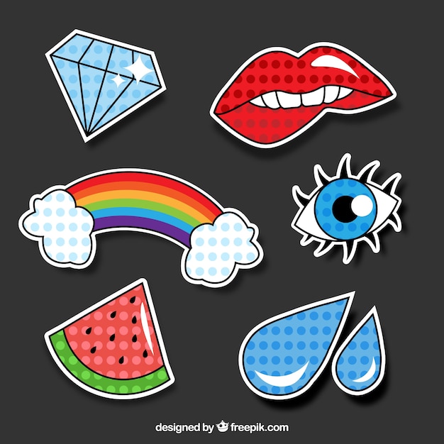 Free vector colorful sticker collection