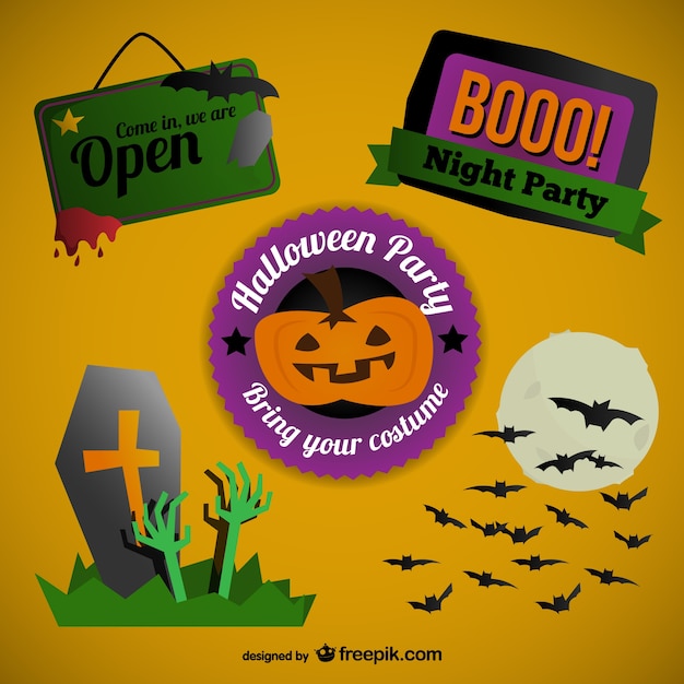 Free vector colorful stickers for halloween