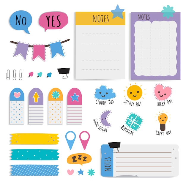 Colorful sticky note set