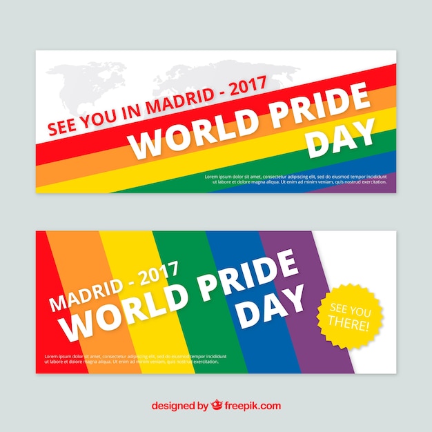 Free vector colorful stripes of pride day banner