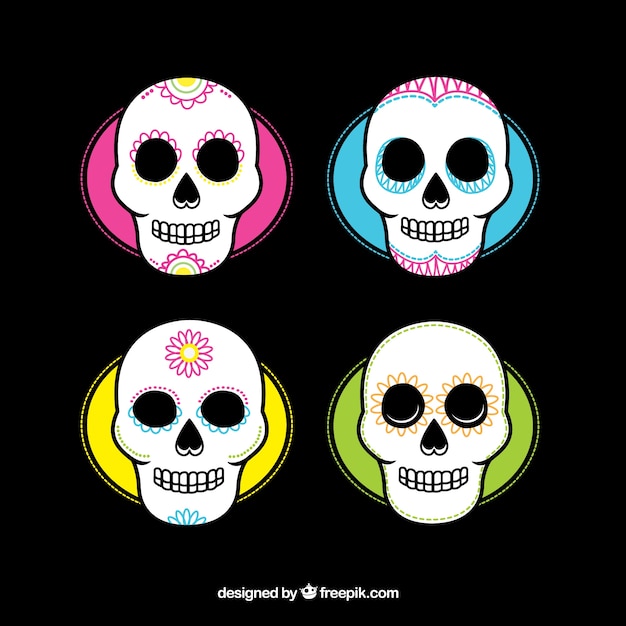 Free vector colorful sugar skulls