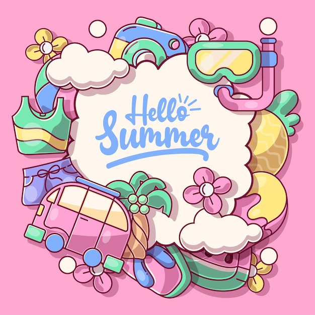 Colorful summer background layout banners design horizontal poster greeting card header for website