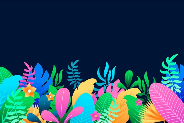 Colorful summer background with leaves and flowers