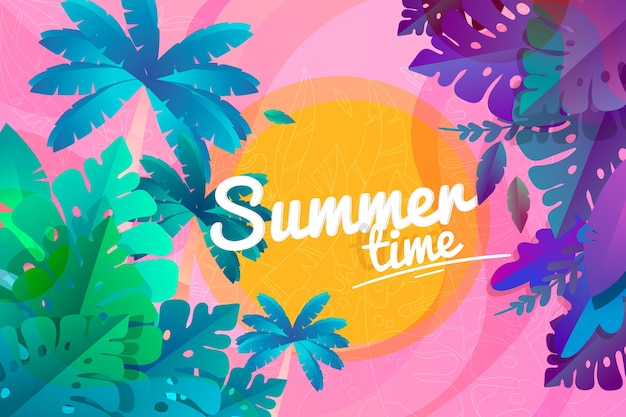 Free vector colorful summer background with leaves