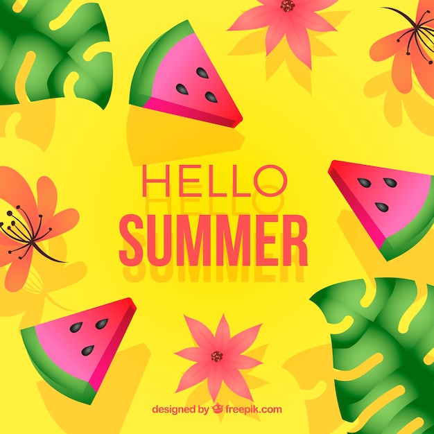 Colorful summer background with watermelon