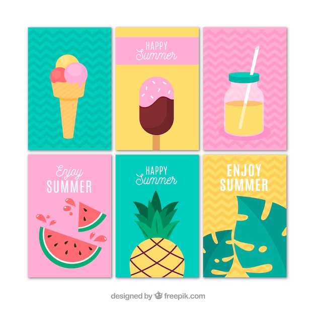 Colorful summer card pack