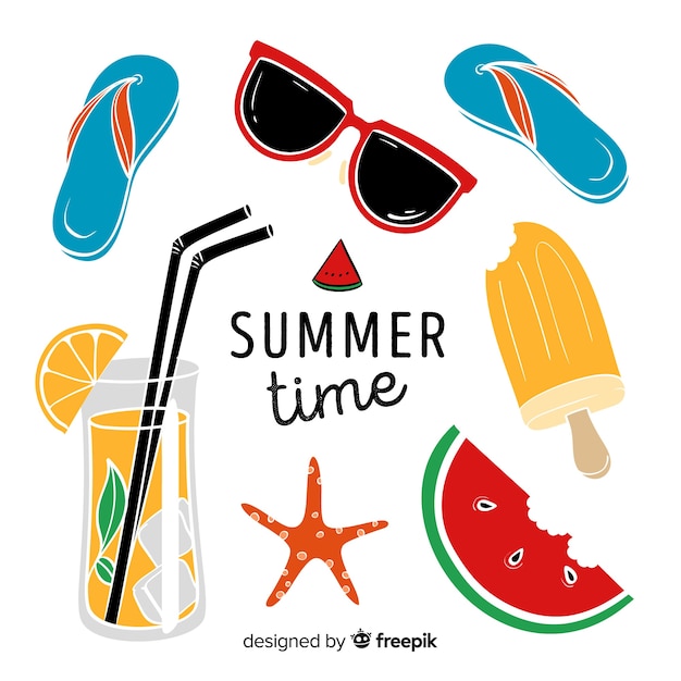 Free vector colorful summer elements collection