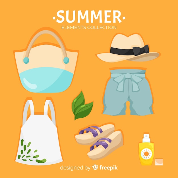 Free vector colorful summer elements collection